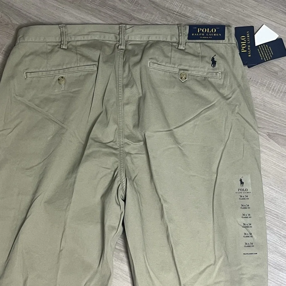 POLO RALPH LAUREN Men's Classic-Fit Flat‎ Front Chino Khaki Pants 38x30 NWT